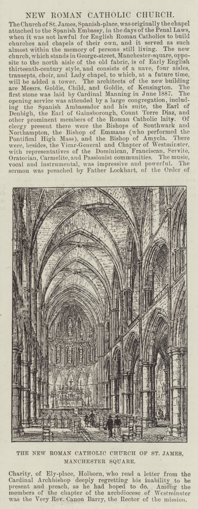 La nueva iglesia católica romana de San James, Manchester Square de Frank Watkins